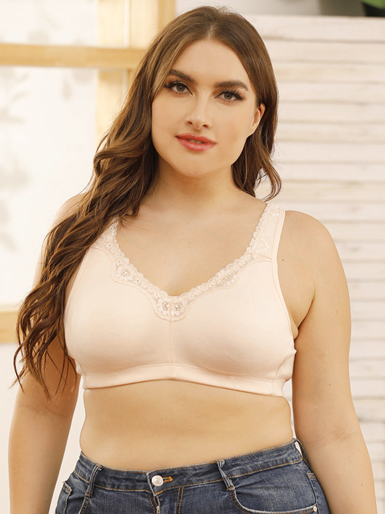 Full Figure Lace Cotton Wirefree Bra