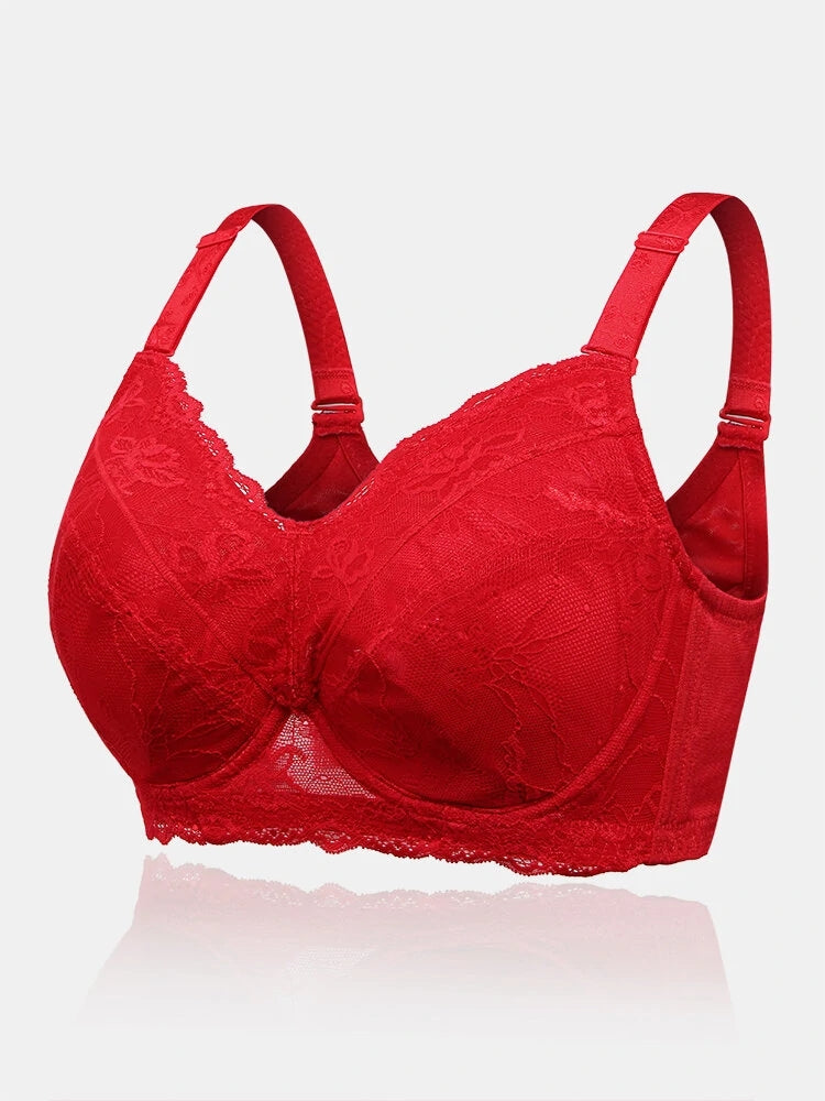 Breathable Lace Full Coverage Soft Wire Support Bra