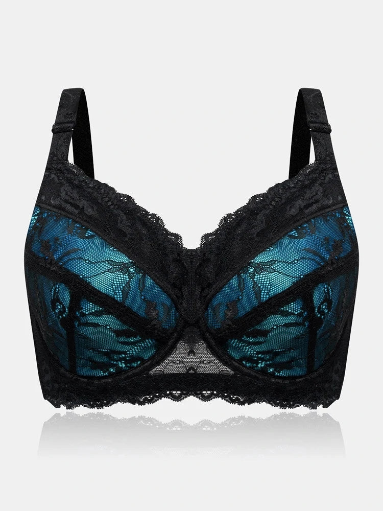 Breathable Lace Full Coverage Soft Wire Support Bra