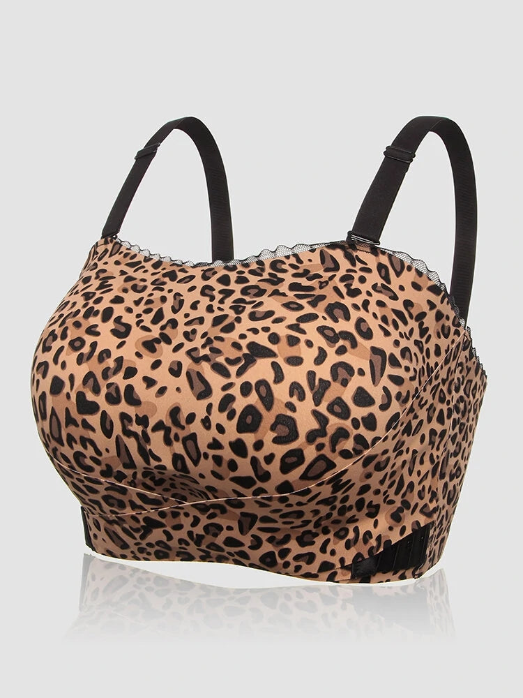 Women's Leopard Print Wireless Non-slip Strapless Bras