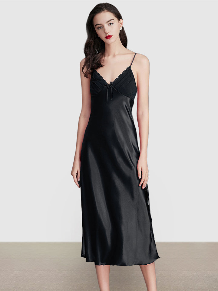 Sexy Sleeveless Satin Nightgowns Loungewears Midi Dresses