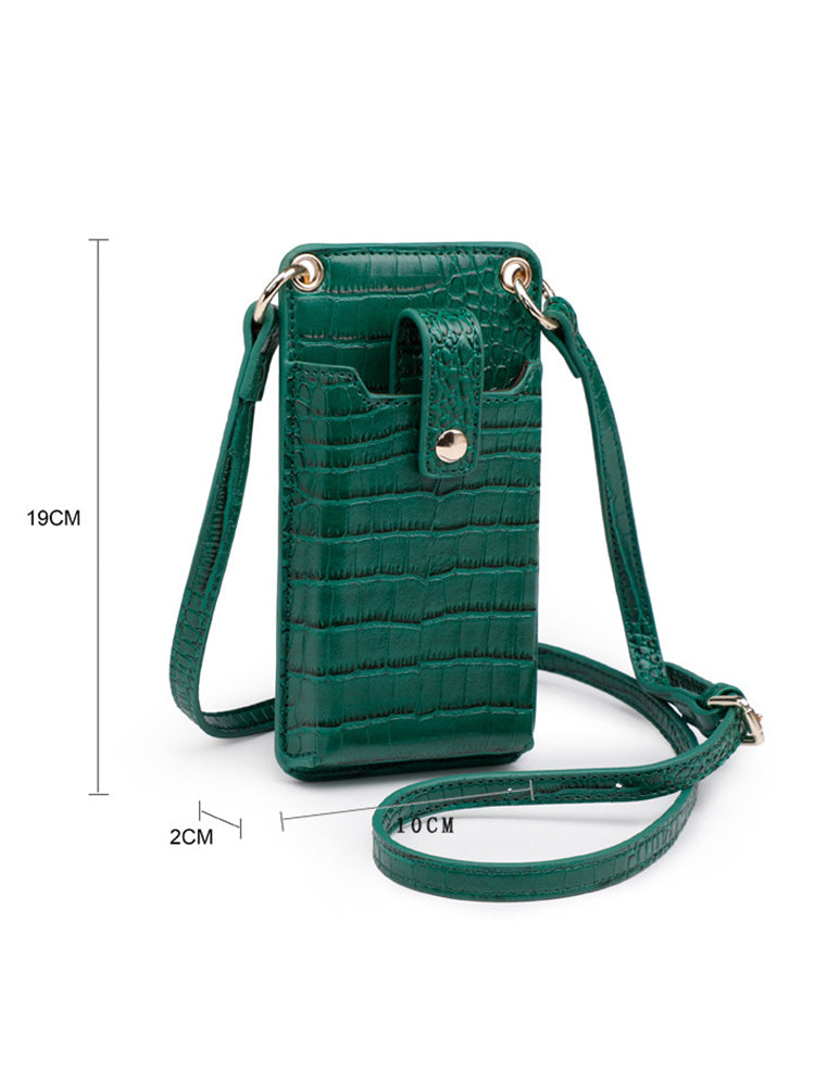 Women's Mini Crocodile Pattern Phone Clutches Wallets Crossbody Bag
