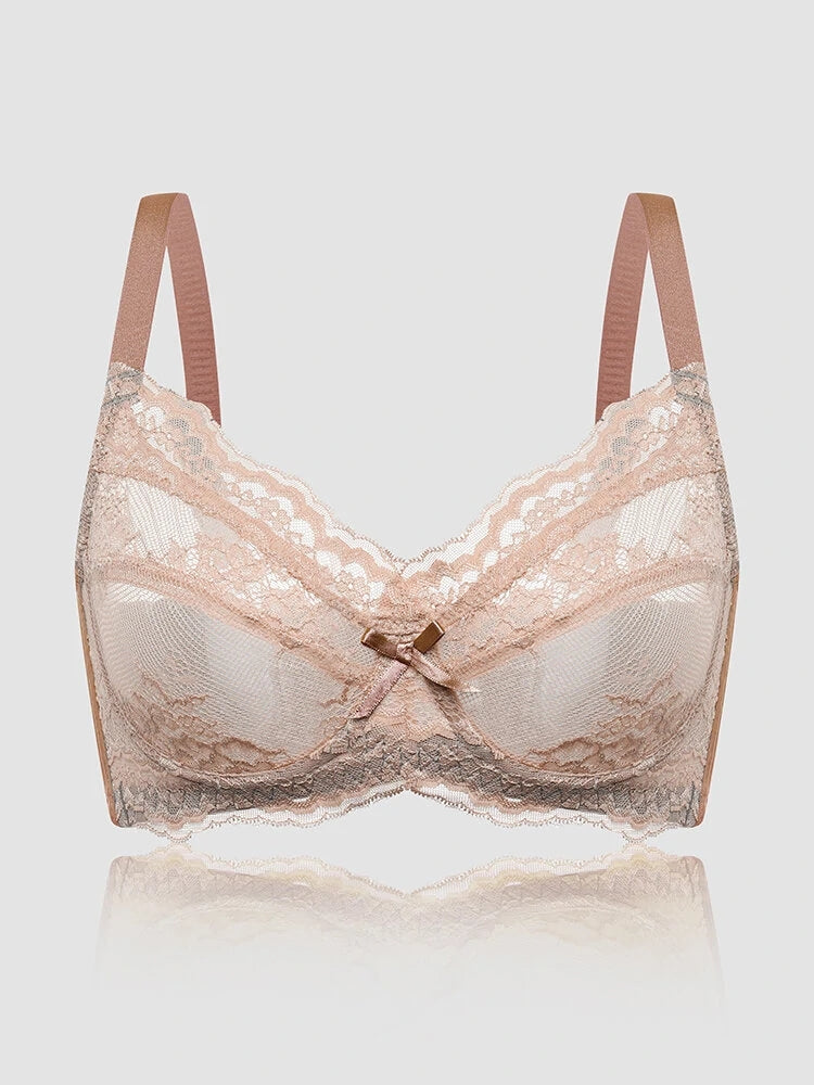 Sexy Lace Bowknot Soft Underwire Breathable Mesh Bras