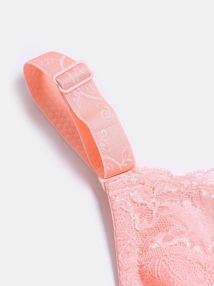 Lace Jacquard Underwire See Through Non Padded Bra