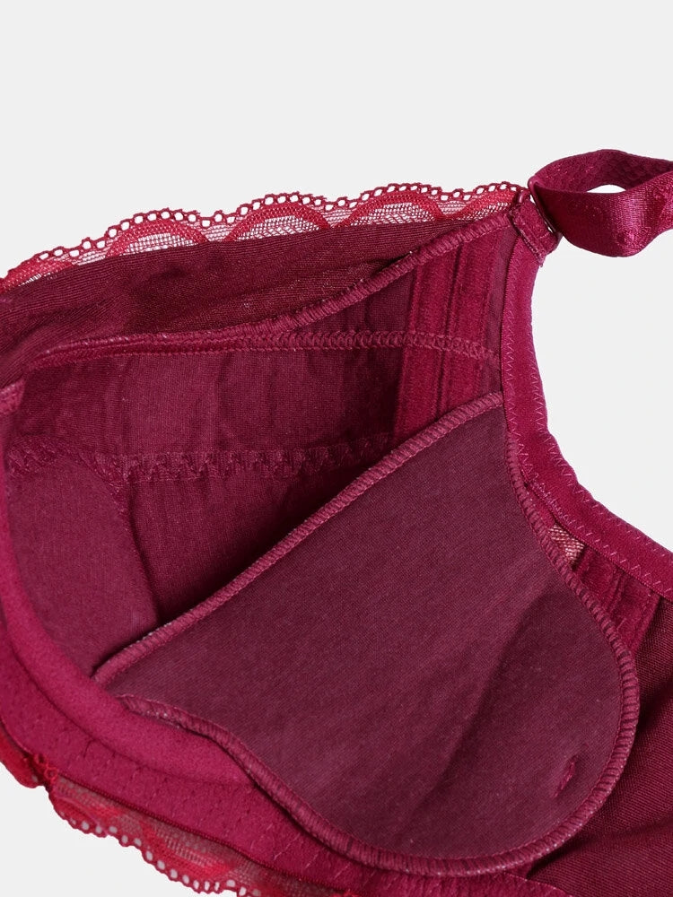 Breathable Lace Full Coverage Soft Wire Support Bra