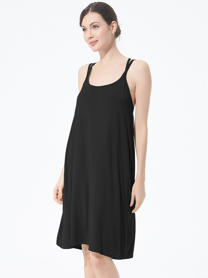 Plus Size Sexy Soft Modal Backless Nightgown Slip Dress
