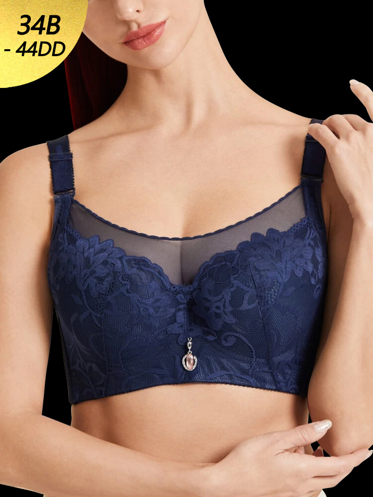 Floral Mesh Spliced Full Cup Breathable Underwire Bras
