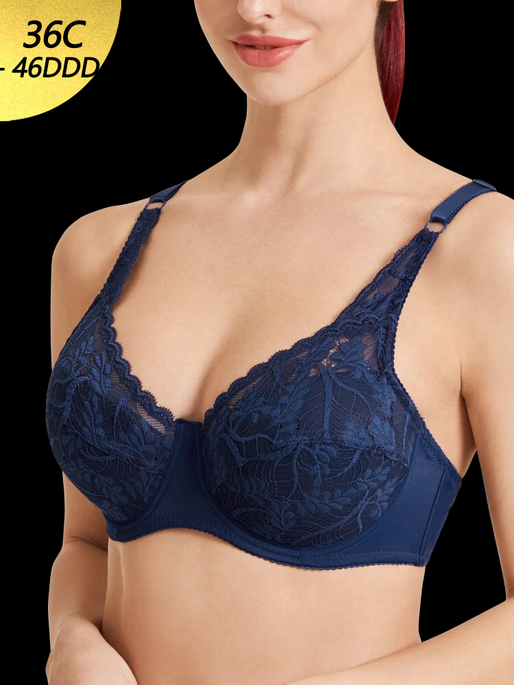 Women Ultra Thin Floral Lace Underwire Bras