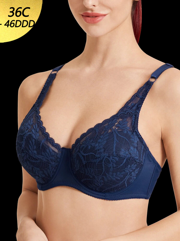 Women Ultra Thin Floral Lace Underwire Bras