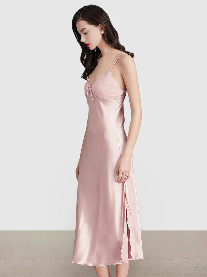 Sexy Sleeveless Satin Nightgowns Loungewears Midi Dresses