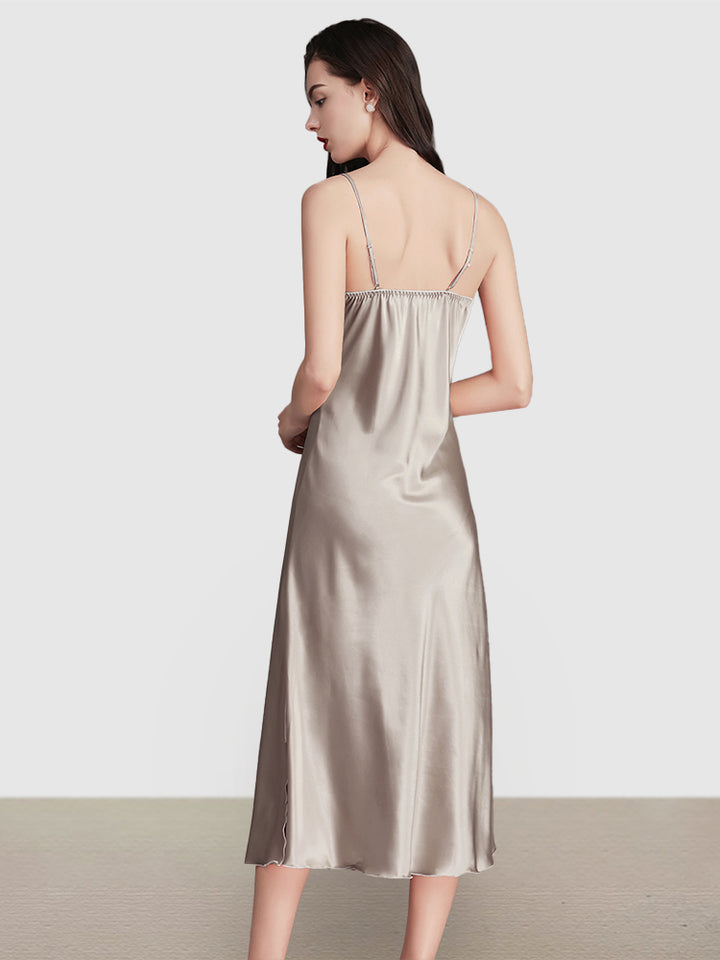 Sexy Sleeveless Satin Nightgowns Loungewears Midi Dresses