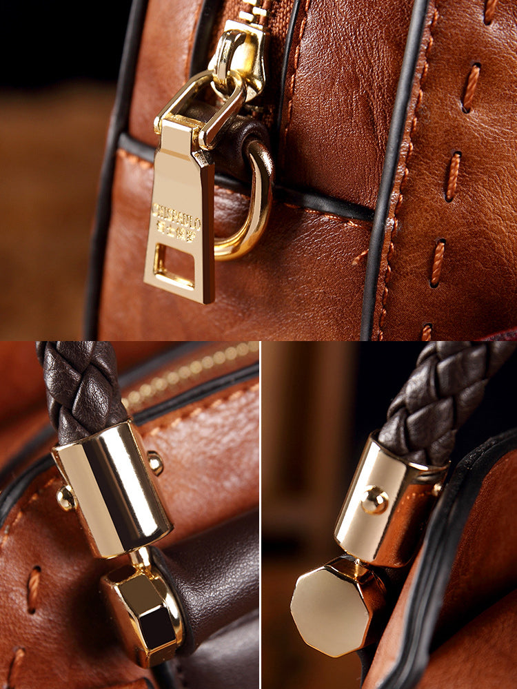 Vintage Tassel Leather Round Shape Handbags Crossbody Shoulder Bag