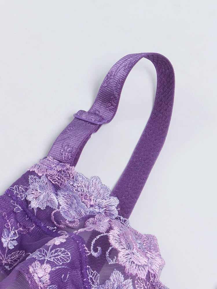 Embroidery Floral Sexy See Through Sheer Push Up Bras