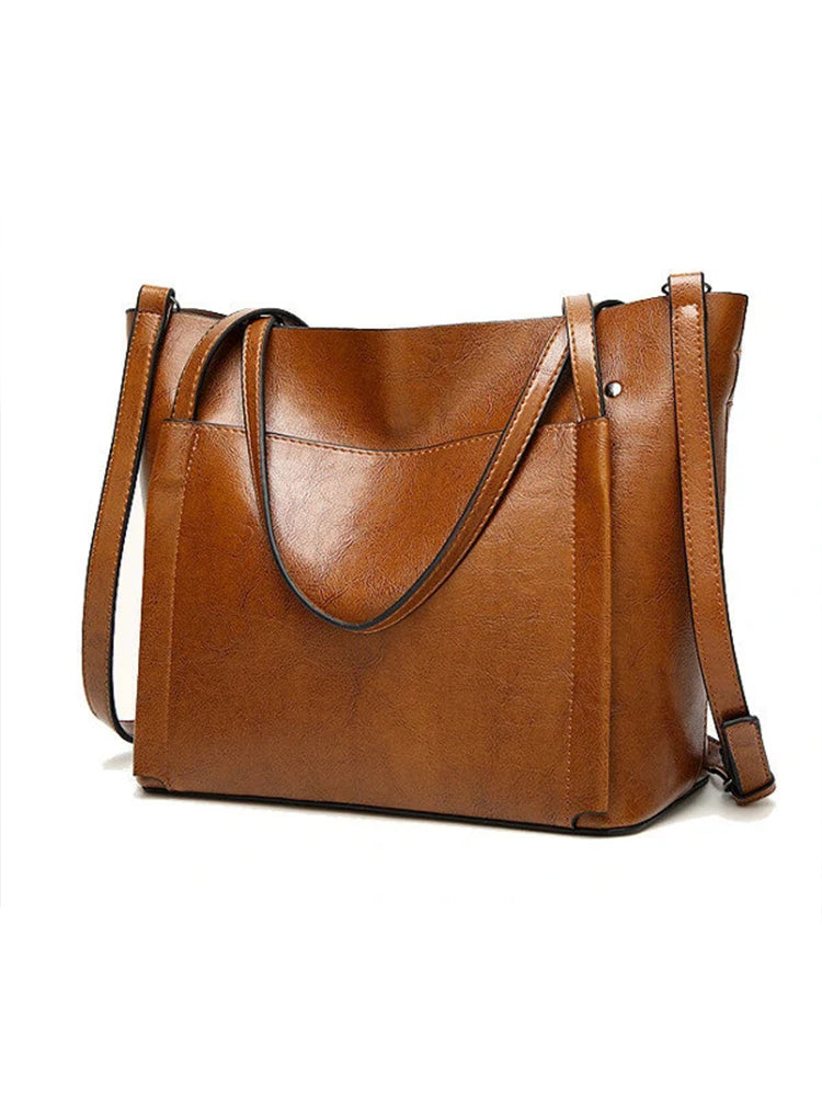 Women Vintage Leather Handbags Retro Shoulder Bag Tote Bag