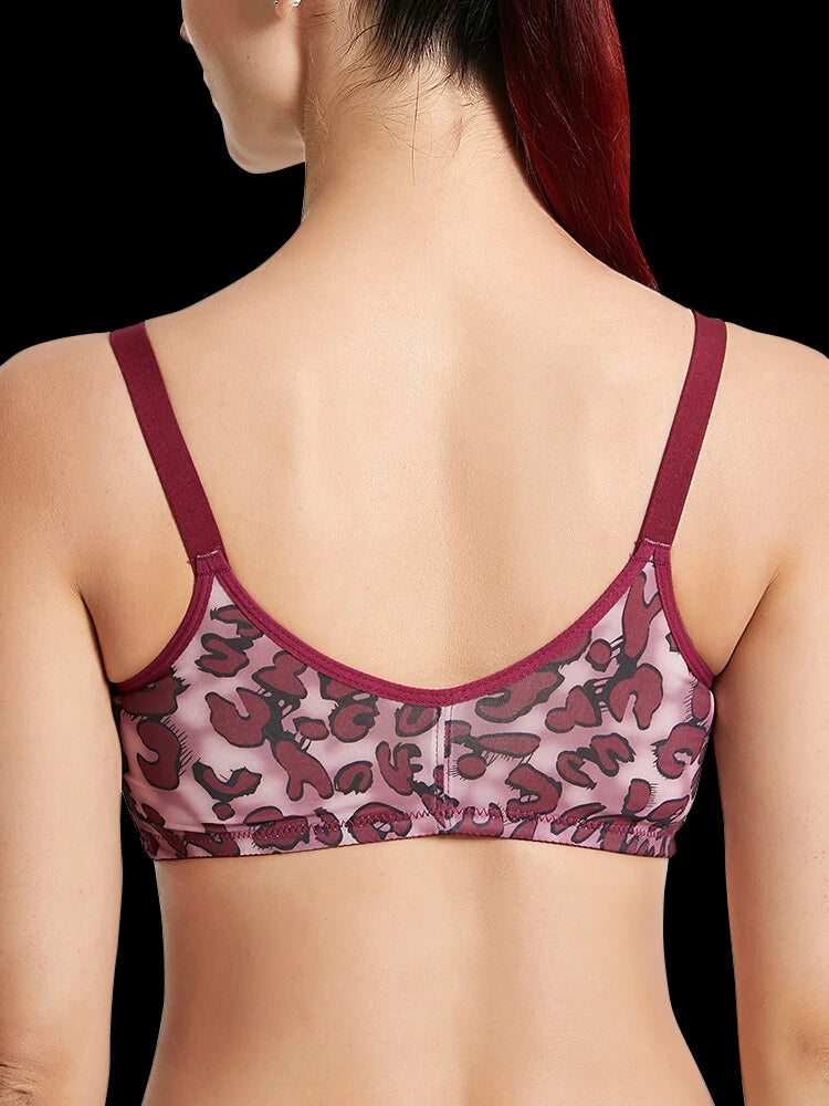 Leopard Front Closure Wireless Smooth Soft Breathable Bras