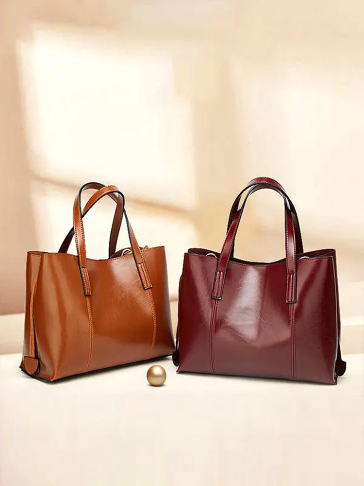 Women PU Leather Casual Handbag Large Capacity Tote Bag Solid Crossbody Bag