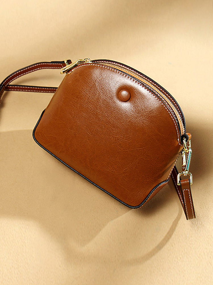 Vintage Leather Crossbody Glossy Purse Satchel Bags