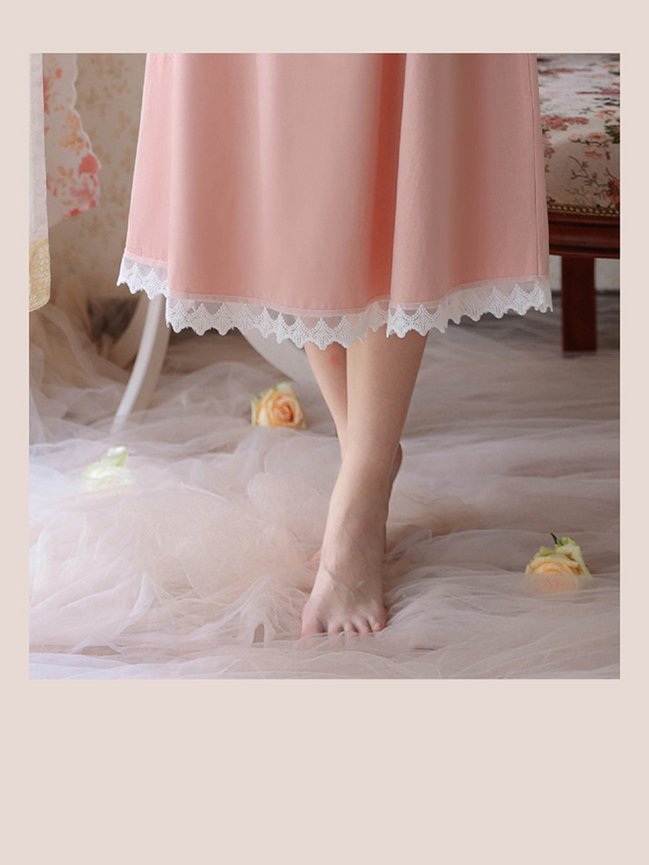 Women's Lace Nightdress Short Sleeve Victorian Nightgown Sleepwear Pajama