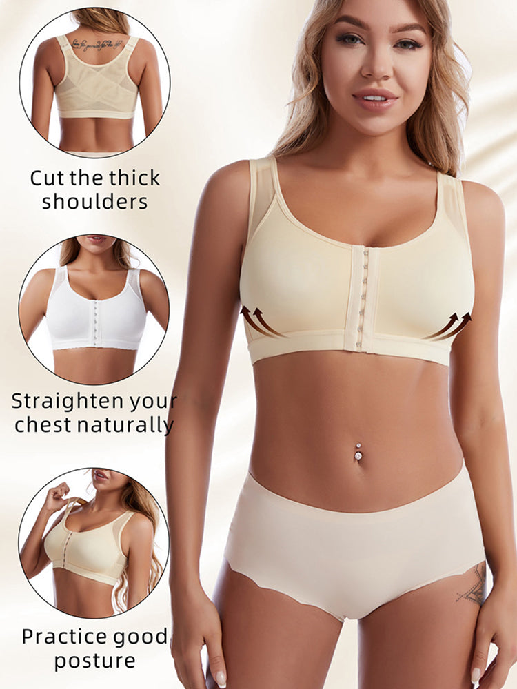 Front Closure Sports/ Yoga Bra with Adjustable Shoulder Straps
