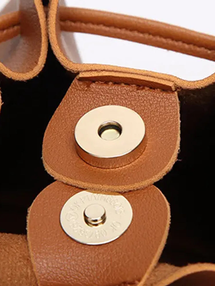 Women PU Leather Vintage Tassel Bucket Bags Mini Crossbody Bags