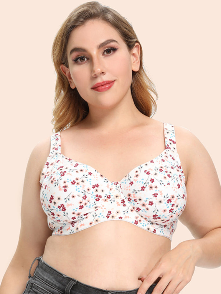 Comfort Cotton Floral Minimizer Underwire Bra