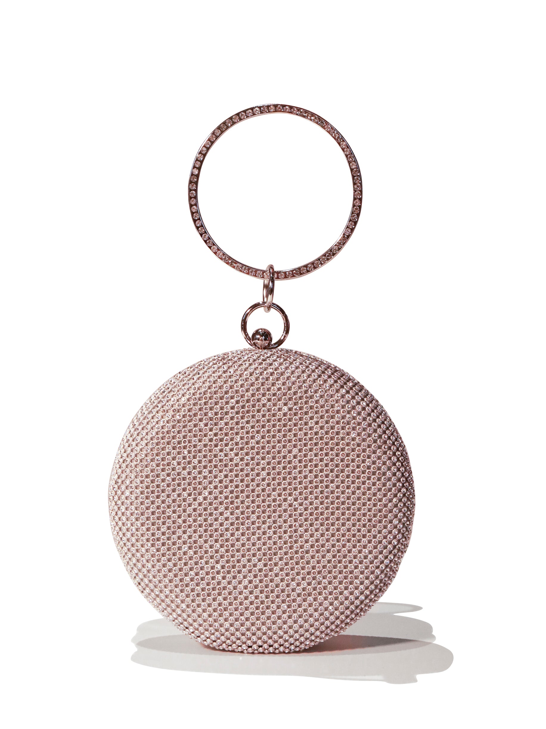 Round Purse Clutches Rhinestone Ring Handbag Crossbody Bag