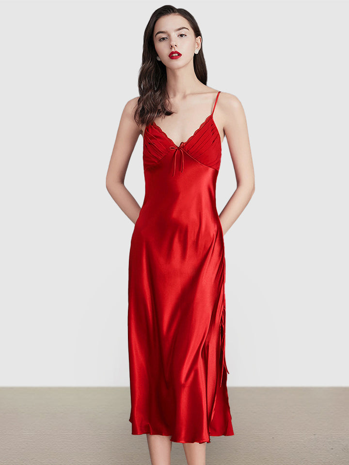 Sexy Sleeveless Satin Nightgowns Loungewears Midi Dresses