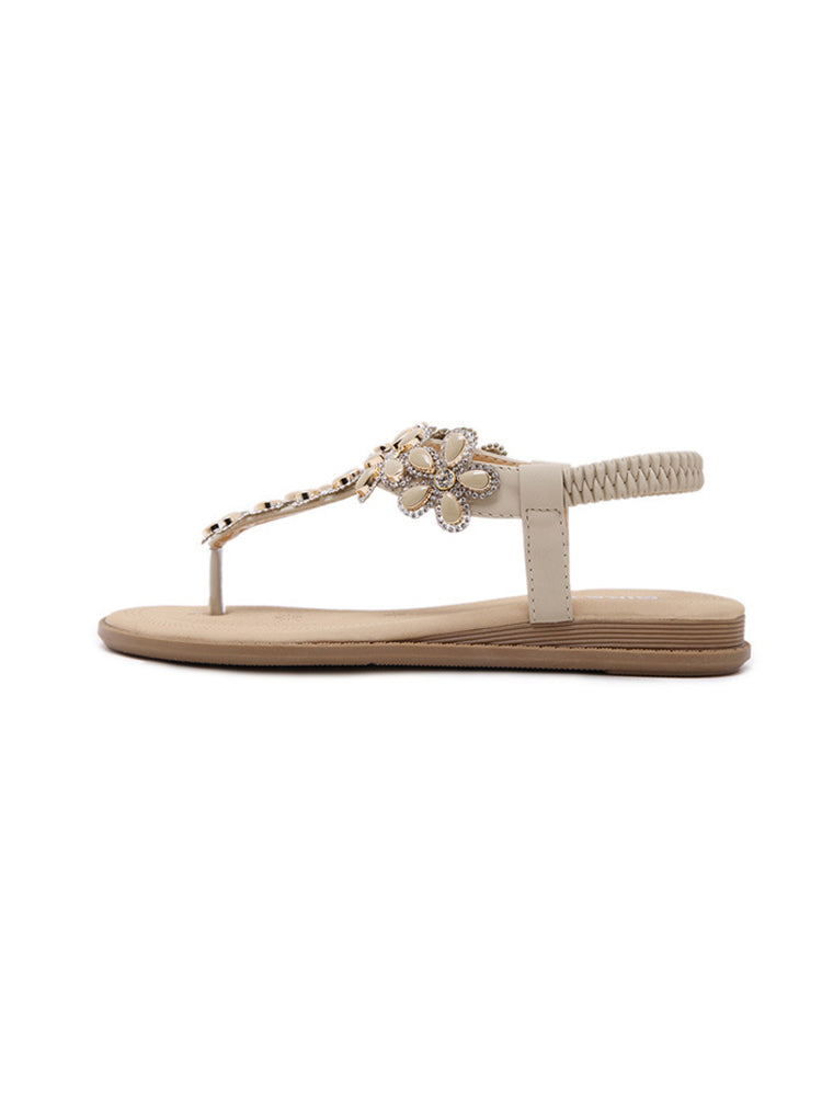 Women's Floral Gems Rhinestone Flip Flops Sandals