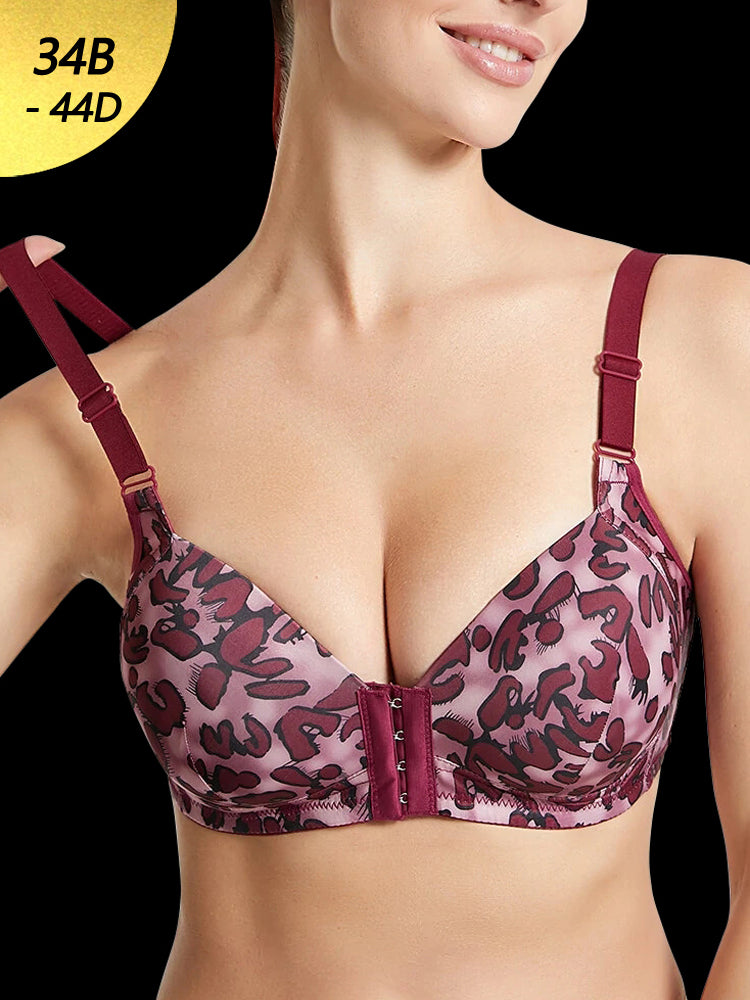 Leopard Front Closure Wireless Smooth Soft Breathable Bras