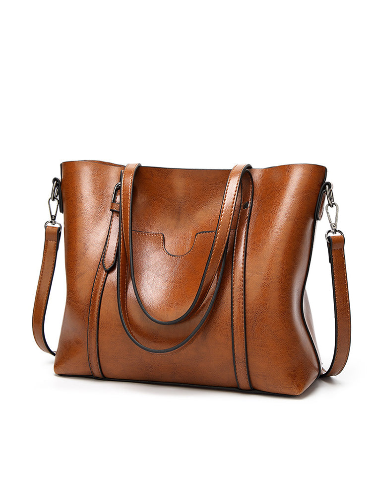 Vintage PU Leather Handbags Shoulder Satchel Bags with Purse Organizer