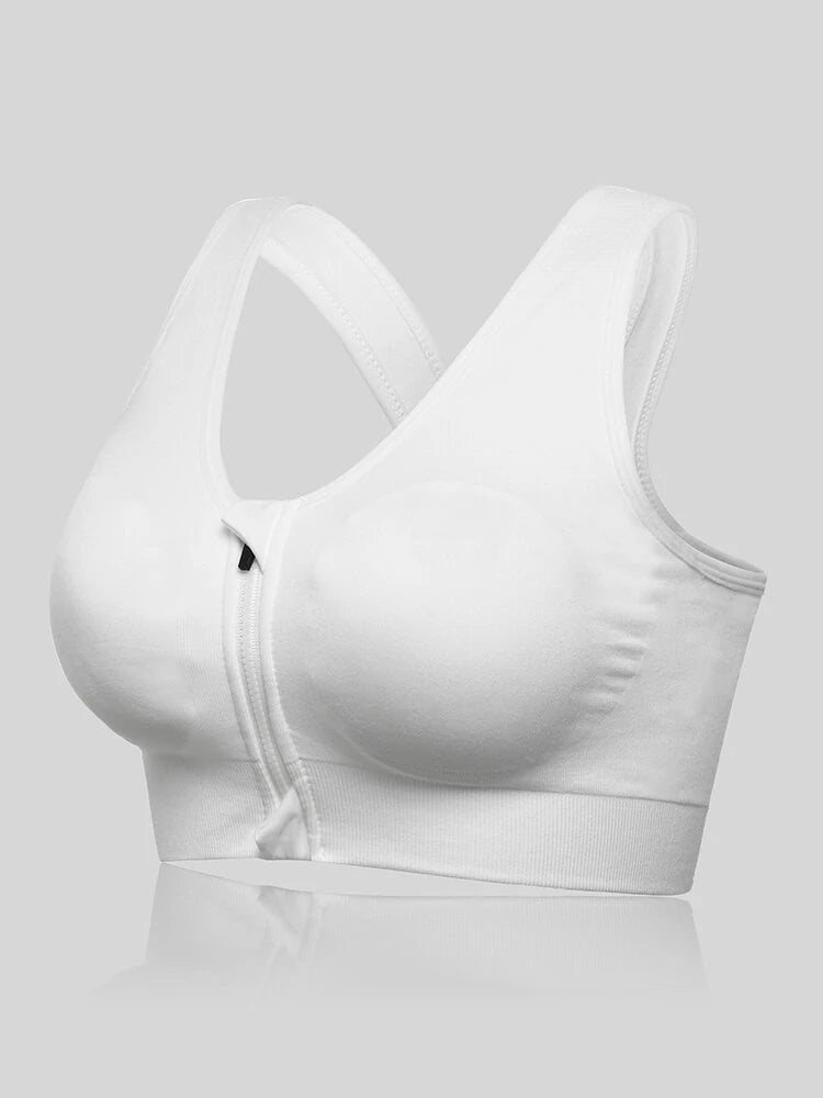 Front Zipper Wireless Shockproof Sports Bras with Removable Pad