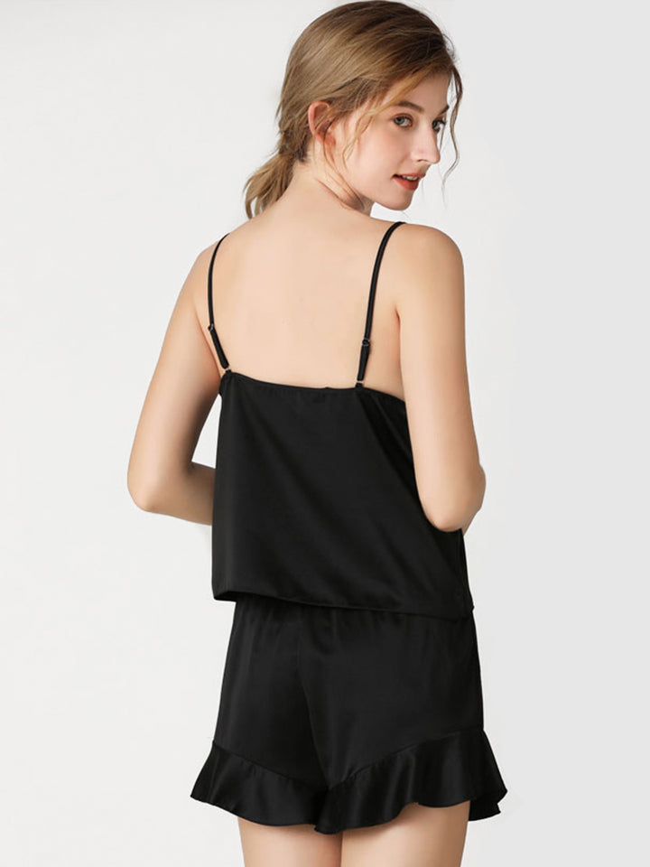 Women's V-Neck Satin Sleep Camisole Sexy Pajama Sets