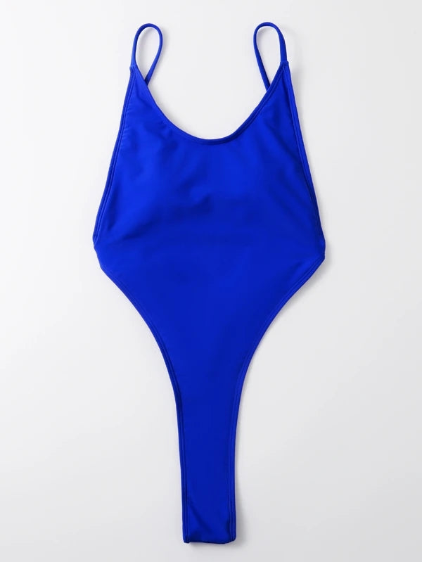 Sexy High Leg Backless One Piece Swimsuit