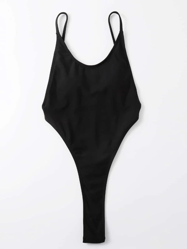 Sexy High Leg Backless One Piece Swimsuit