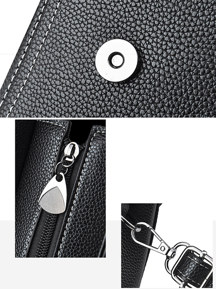 Women's Causal Soft Litchi PU Leather Crossbody Bag Handbag