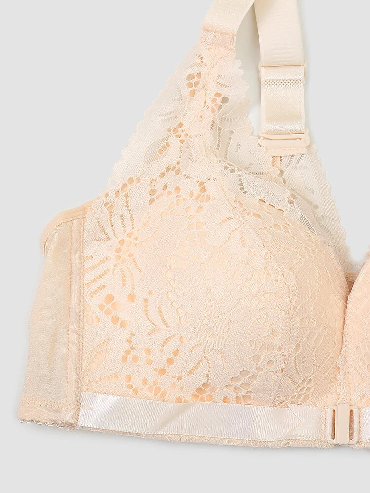 Breathable Front Closure Lace Floral Wire-free Bras
