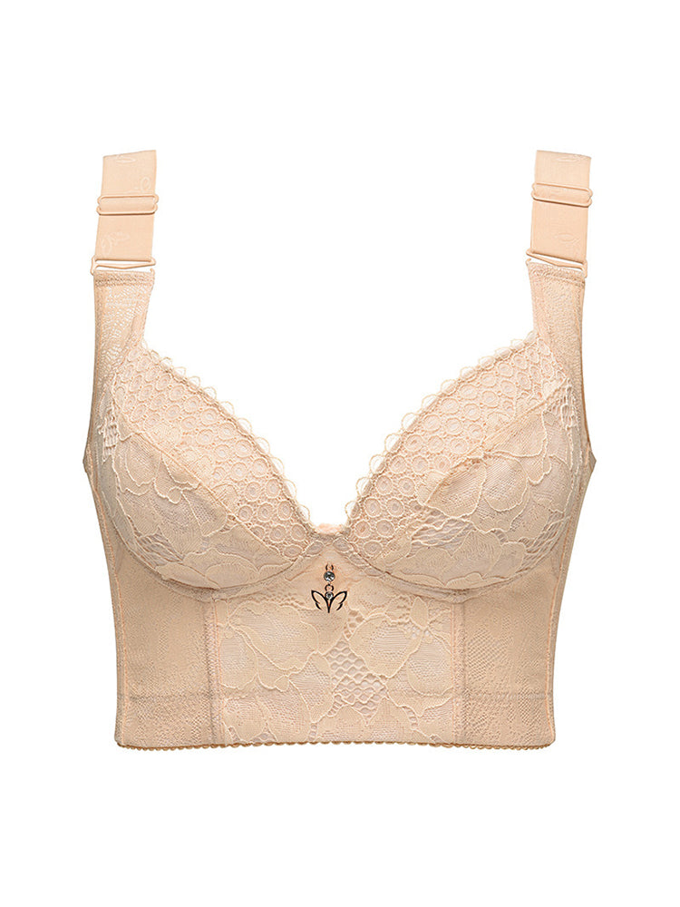 Women's Lace Beauty Back Wire-Free Longline Bra