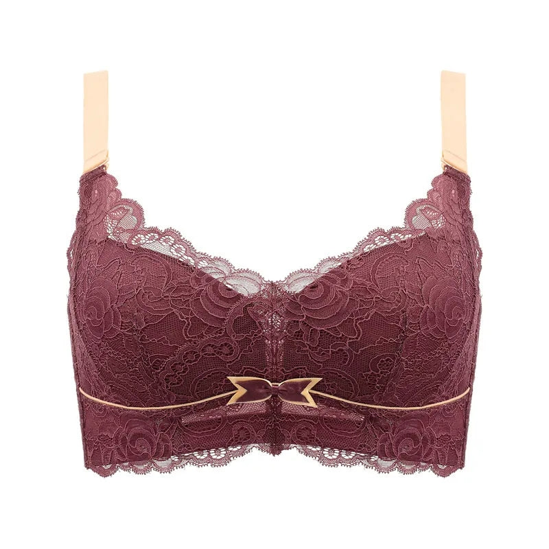 Bowknot Lace Breathable Wireless Lightly Latex Lined Bra
