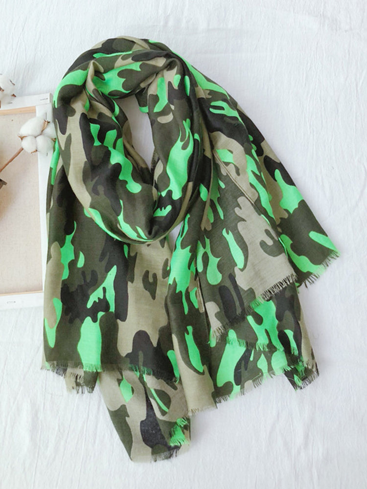 Camo Fray Trim Sarong Beach Towel