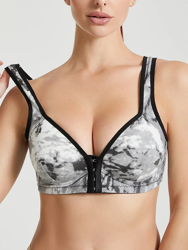 Women's Front Clasp Tie Dyed Lightly Lined Wire-free Bra