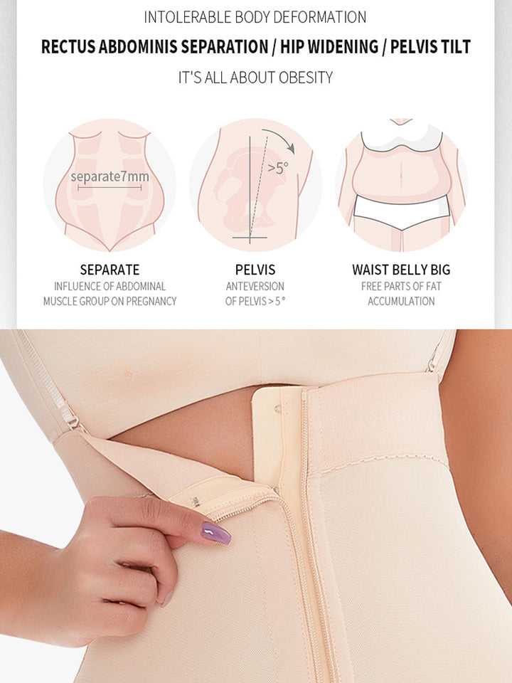 Breathable High Waist Tummy Control Shaperwears with Zipper Steel Buckle