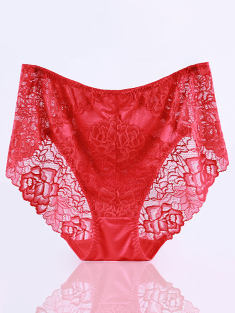 2-Pack Women's Plus Size Sexy Lace Flower High-end Panties