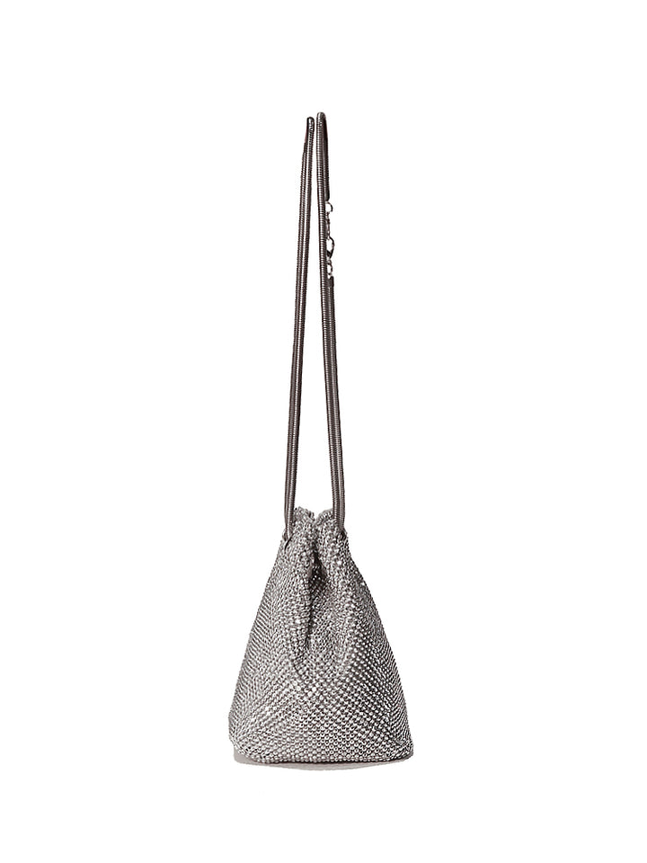 Women's Rhinestones Evening Shinny Bling Clutch Purse Bucket Handbag