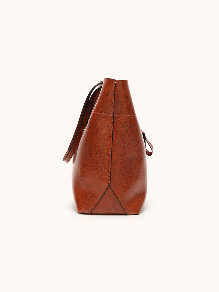 Vintage PU Leather Tote Bag Handbag Shopper Purse Office Laptop Bag
