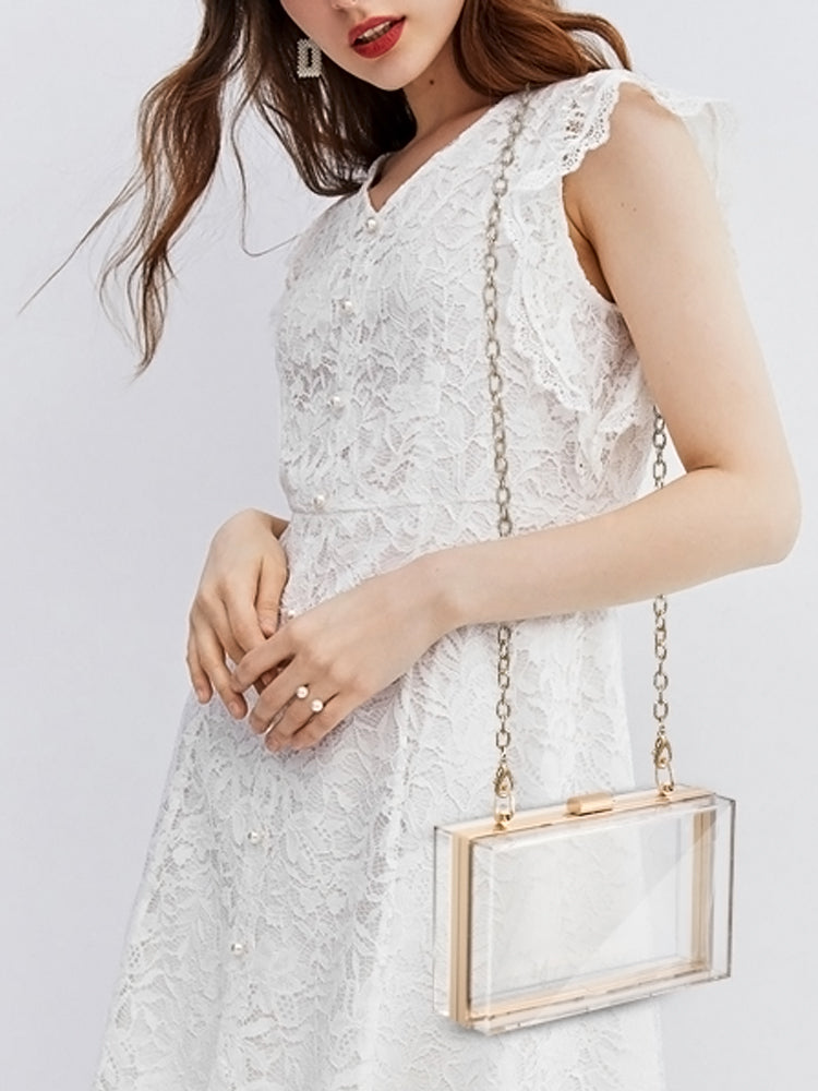 Transparent  Acrylic Box Evening Clutch Bag Clear Purse