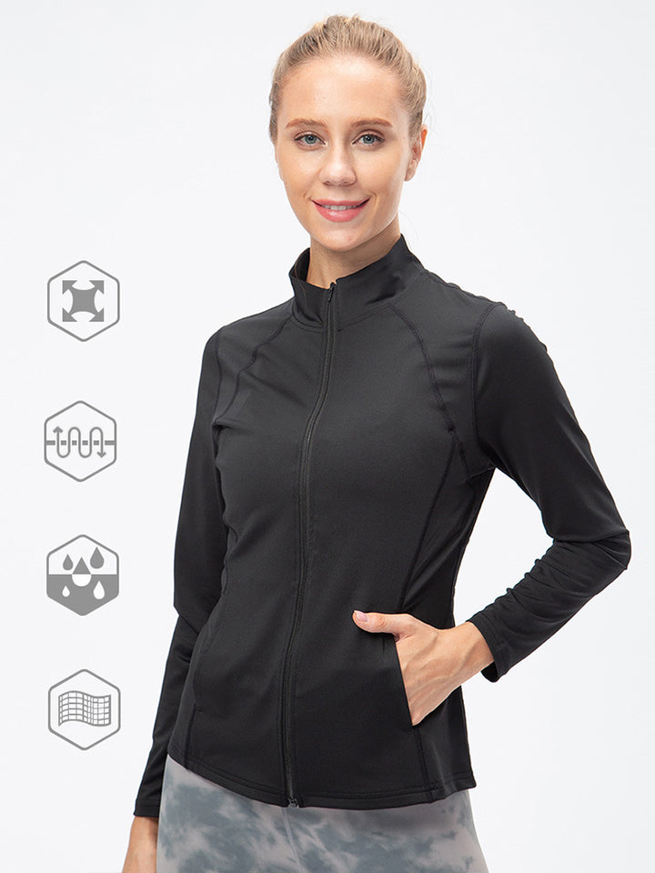 Zip Closure Athletic Slim Quick Dry Running Tops