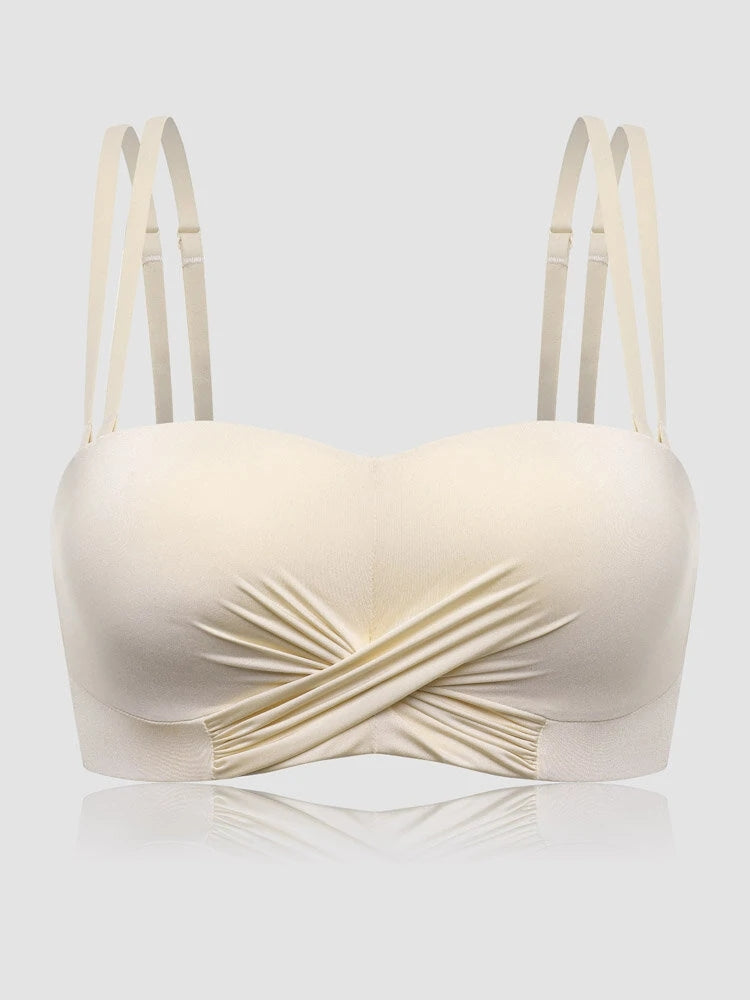 Seamless Detachable Double Straps Bandeau Bra