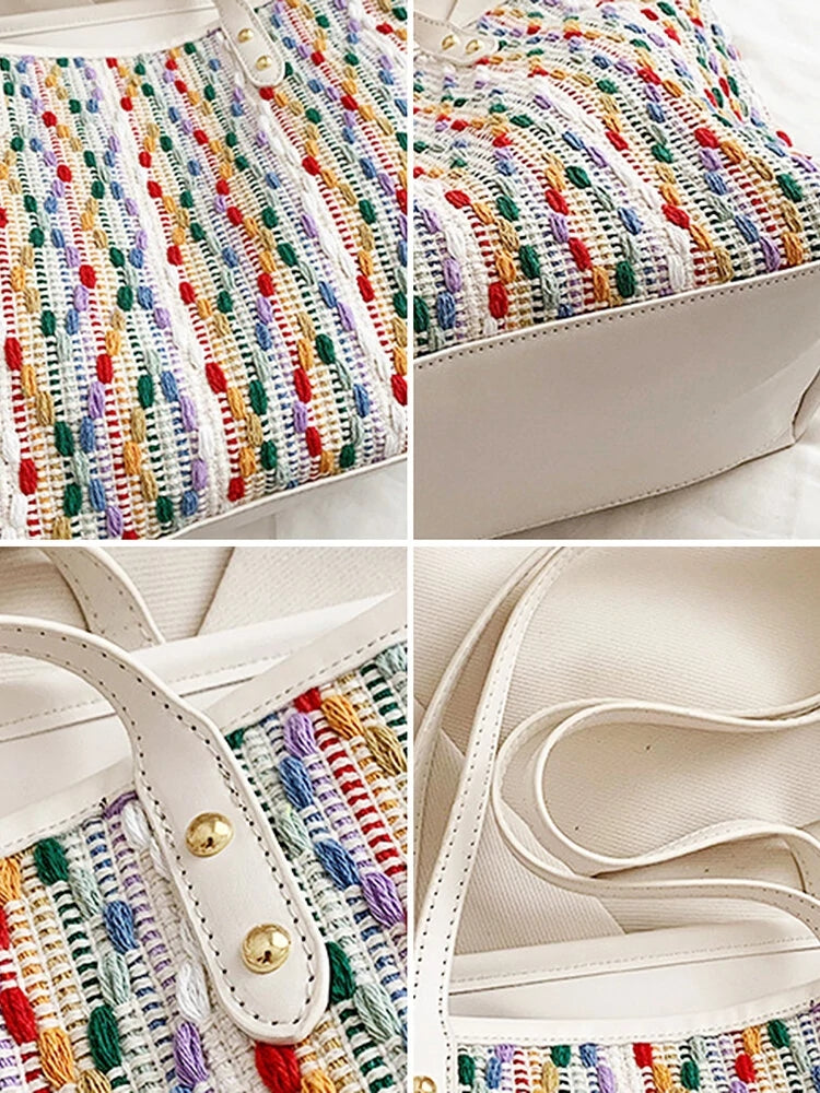 Woven Fabric Fashion Casual Large Capacity Shoulder Tote Bag