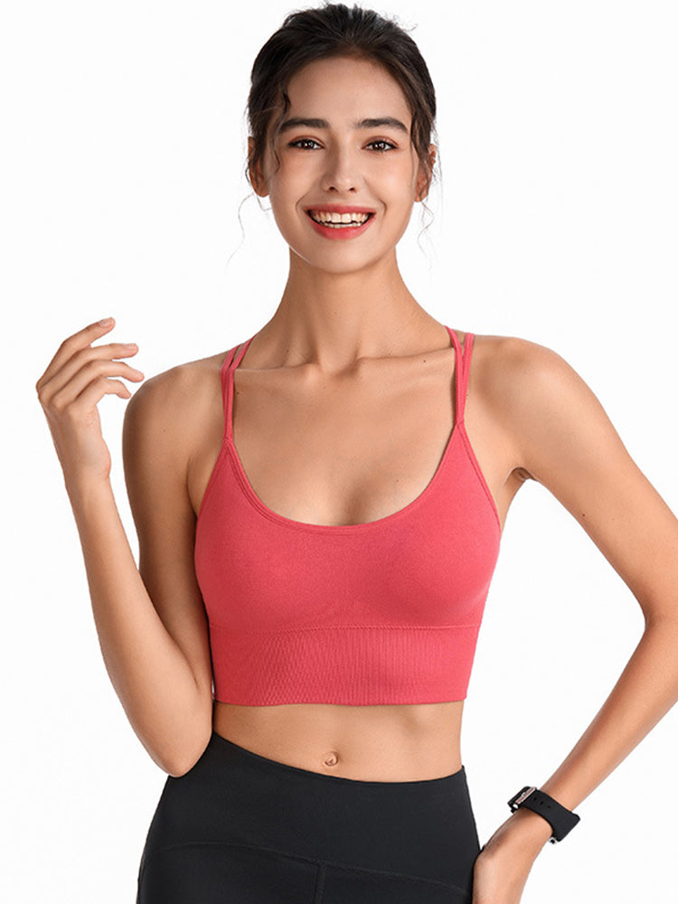 Sexy Criss-Cross Back Tank Sports Wireless Bra