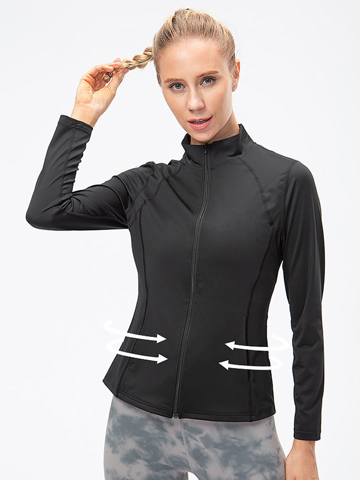 Zip Closure Athletic Slim Quick Dry Running Tops